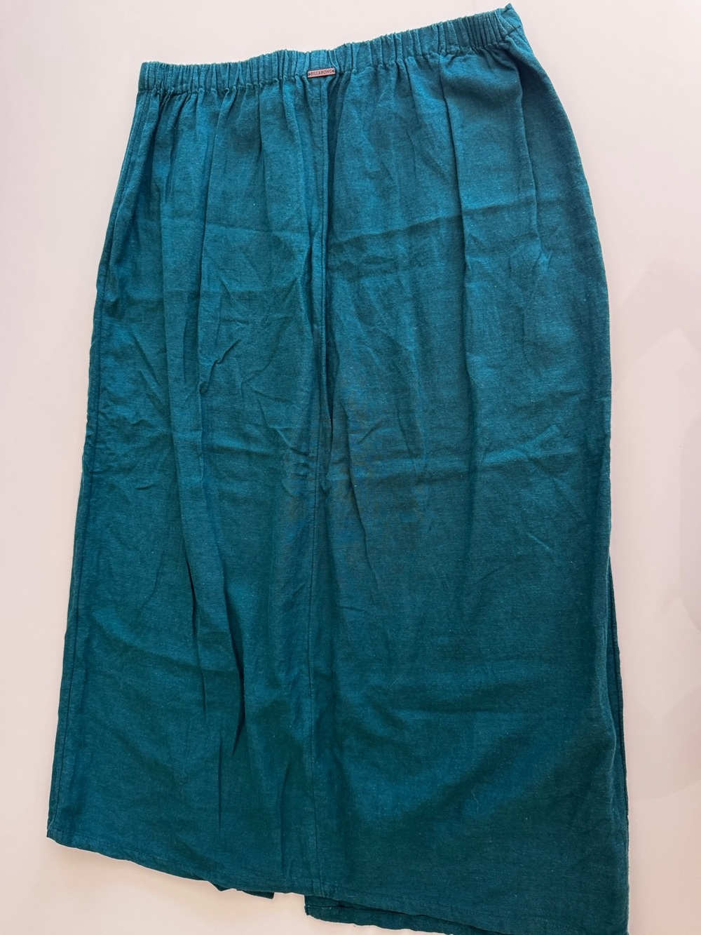 Billabong Teal Button Front Midi Skirt Wood Buttons Linen Blend Boho Coastal - Picture 4 of 7